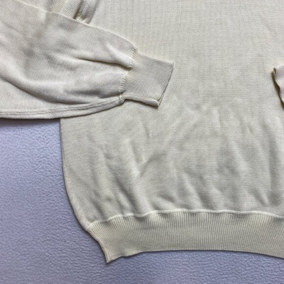 Faconnable Sweater Mens XL Beige Long Sleeve Cotton Crewneck Pullover - Picture 4 of 11